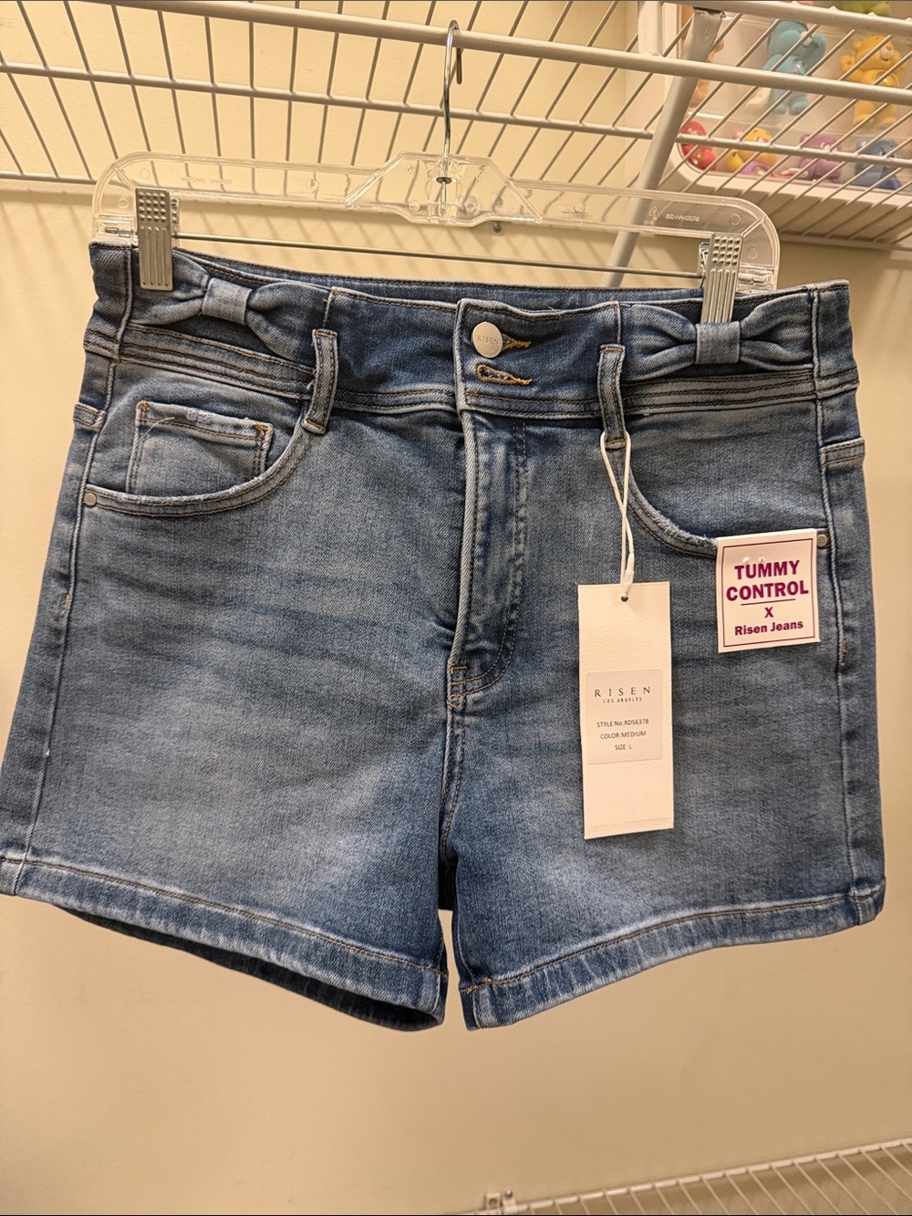Risen Women’s Medium Blue Denim Jean Shorts with Tummy Control